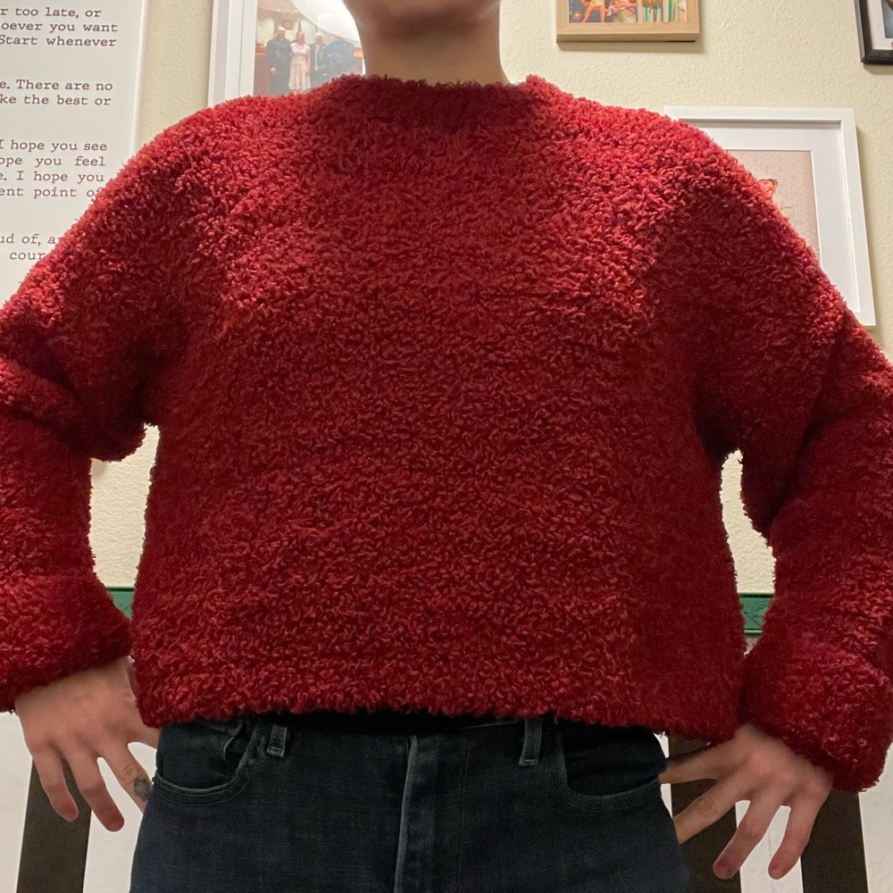 Halogen Fuzzy Cropped Sweater 1X